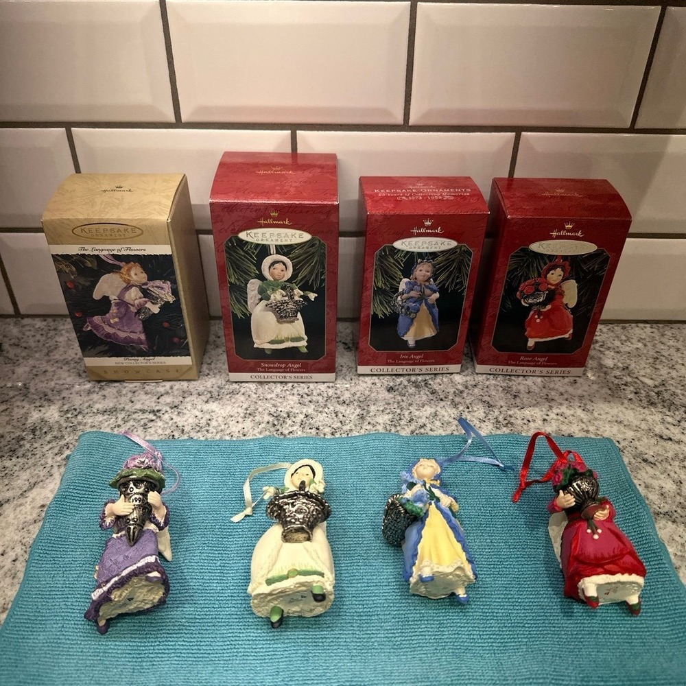 Hallmark Language of Flowers Angel Ornaments Multicolor Floral Set of 4